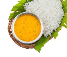 Indian Traditional Cuisine Dal Fry or Rice Also Know as Dal Chawal photo