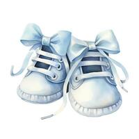 AI generated Watercolor newborn small shoes isolated white background. AI Generated photo