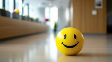 AI generated A Yellow Smiling Ball Can Promote a Positive Work Environment. Generative AI photo