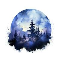 AI generated Forest moon silhouette with fairy shining in the night sky on a white background. AI Generated photo