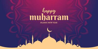 muharram Mubarak santo mes hijri islámico nuevo año hijri 1444 viernes julio 29 hijri derivado desde hijra sentido migración comenzando punto de islámico calendario es migración de profeta Mahoma desde la meca vector