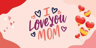 Happy Mothers Day elegant lettering banner pink. Calligraphy vector text and heart in frame background for Mother's Day. Best mom ever greeting card