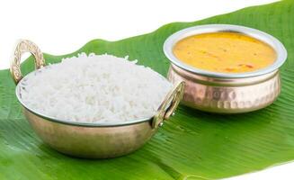 Indian Traditional Cuisine Dal Fry or Rice Also Know as Dal Chawal photo