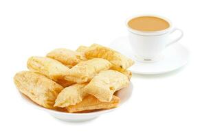 Indian Tea Time Breakfast Khari on White Background photo