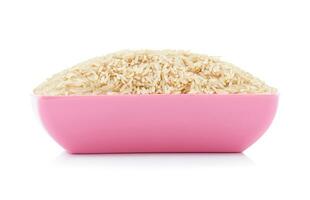 Healthy Fresh Brown Rice on White Background photo