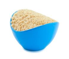 Healthy Fresh Brown Rice on White Background photo