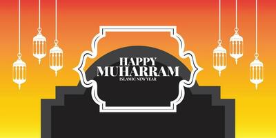 muharram Mubarak santo mes hijri islámico nuevo año hijri 1444 viernes julio 29 hijri derivado desde hijra sentido migración comenzando punto de islámico calendario es migración de profeta Mahoma desde la meca vector