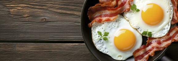 ai generado frito huevos y tocino. ai generado foto