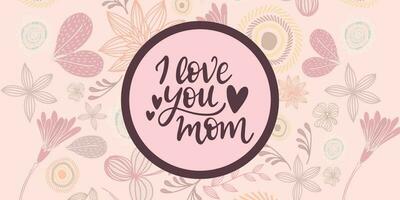 Happy Mothers Day elegant lettering banner pink. Calligraphy vector text and heart in frame background for Mother's Day. Best mom ever greeting card