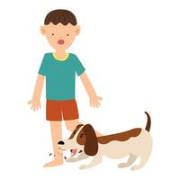 dog bite kid. rabies virus infection from dog concept vector