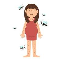 woman pregnant sick with zika virus infection from mosquito. mosquitoes control concept vector