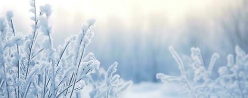 AI generated Frozen snowy grass, winter natural abstract background. beautiful winter landscape. AI Generated photo