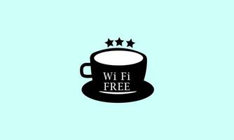 a cup of black coffee with the words free wifi vector