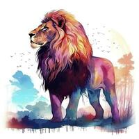 AI generated Watercolor Lion on a white background. For T-shirt Design. AI Generated photo