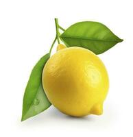 AI generated Lemon with leaf isolated on white background. AI Generated photo