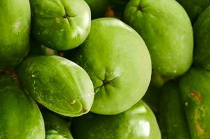 a bunch of green papayas photo