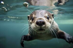 AI generated Otter in the water. photo