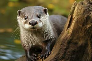 ai generado nutria en el agua. foto