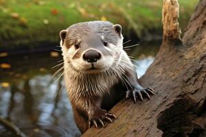 ai generado nutria en el agua. foto