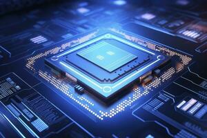 AI generated Futuristic central processor unit. Powerful Quantum CPU motherboard. AI Generated photo