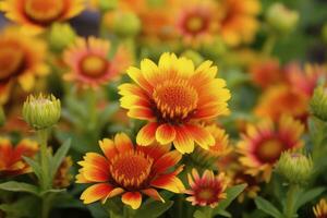 ai generado gaillardia o cobija flor. brillante y vistoso sombras de calentar tonos ai generado foto