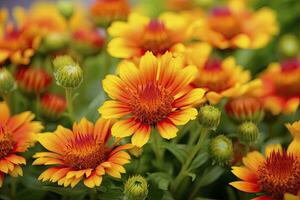 AI generated Gaillardia or Blanket Flower. Bright and Colorful Shades of Warm Tones. AI Generated photo