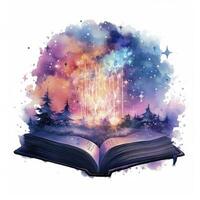 AI generated Galaxy celestial fantasy book watercolor for T-shirt Design. AI Generated photo