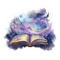 AI generated Galaxy celestial fantasy book watercolor for T-shirt Design. AI Generated photo