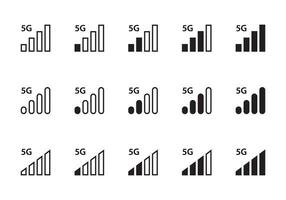 Signal strength indicator bar icon vector with 5g symbol