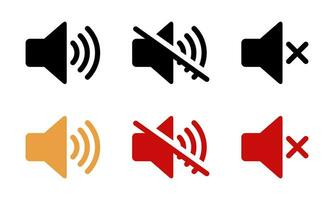 Mute speaker icon set collection in flat style. No sound, volume off symbol. Silent sign vector