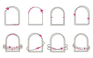 Heart Frames, February 14 Romantic Frames, Heart Pattern Round Frame, Valentine's Day Frames vector