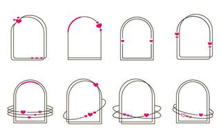 Heart Frames, February 14 Romantic Frames, Heart Pattern Round Frame, Valentine's Day Frames vector