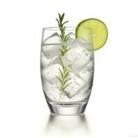 AI generated Gin tonic glass of water with ice isolated on white background. AI Generated photo