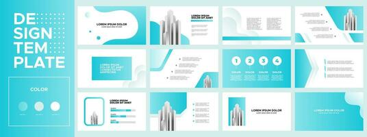 Business presentation templates set. Use for business annual report, keynote, brochure design, website slider, landing page, company profile, banner with gradient blue color. vector