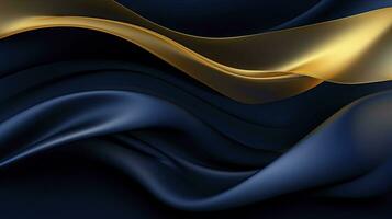 AI generated Gold and navy blue waves abstract. AI Generated. photo