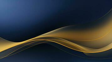 AI generated Gold and navy blue waves abstract. AI Generated. photo