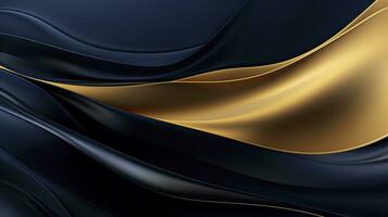 AI generated Gold and navy blue waves abstract. AI Generated. photo