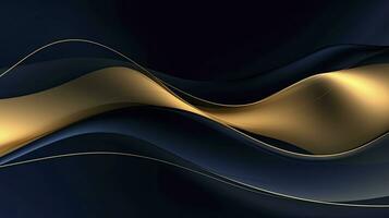 AI generated Gold and navy blue waves abstract. AI Generated. photo