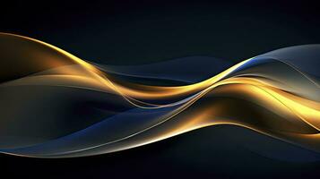 AI generated Gold and navy blue waves abstract. AI Generated. photo