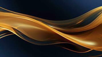 AI generated Gold and navy blue waves abstract. AI Generated. photo