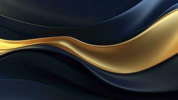 AI generated Gold and navy blue waves abstract. AI Generated. photo