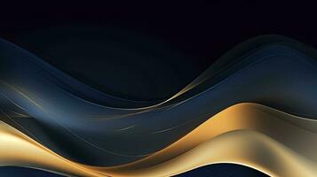 AI generated Gold and navy blue waves abstract. AI Generated. photo