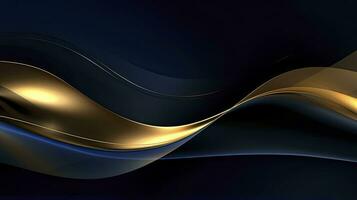 AI generated Gold and navy blue waves abstract. AI Generated. photo