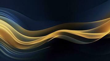 AI generated Gold and navy blue waves abstract. AI Generated. photo