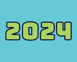 contento nuevo año 2024 resumen verde y azul gráfico diseño vector logo símbolo ilustración con cian antecedentes