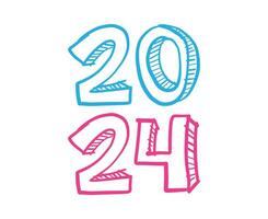 Happy New Year 2024 Abstract Pink And Cyan Graphic Design Vector Logo Symbol Illustration