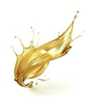 AI generated Golden Oil or Cosmetic essence splash isolated on white background, 3d illustration. AI Generated photo