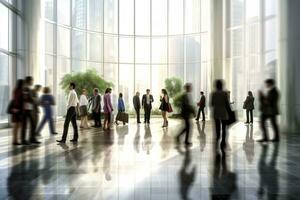 AI generated Group of people in the lobby. Business center. AI Generated photo