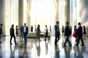 AI generated Group of people in the lobby. Business center. AI Generated photo