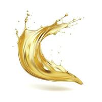 AI generated Golden Oil or Cosmetic essence splash isolated on white background, 3d illustration. AI Generated photo